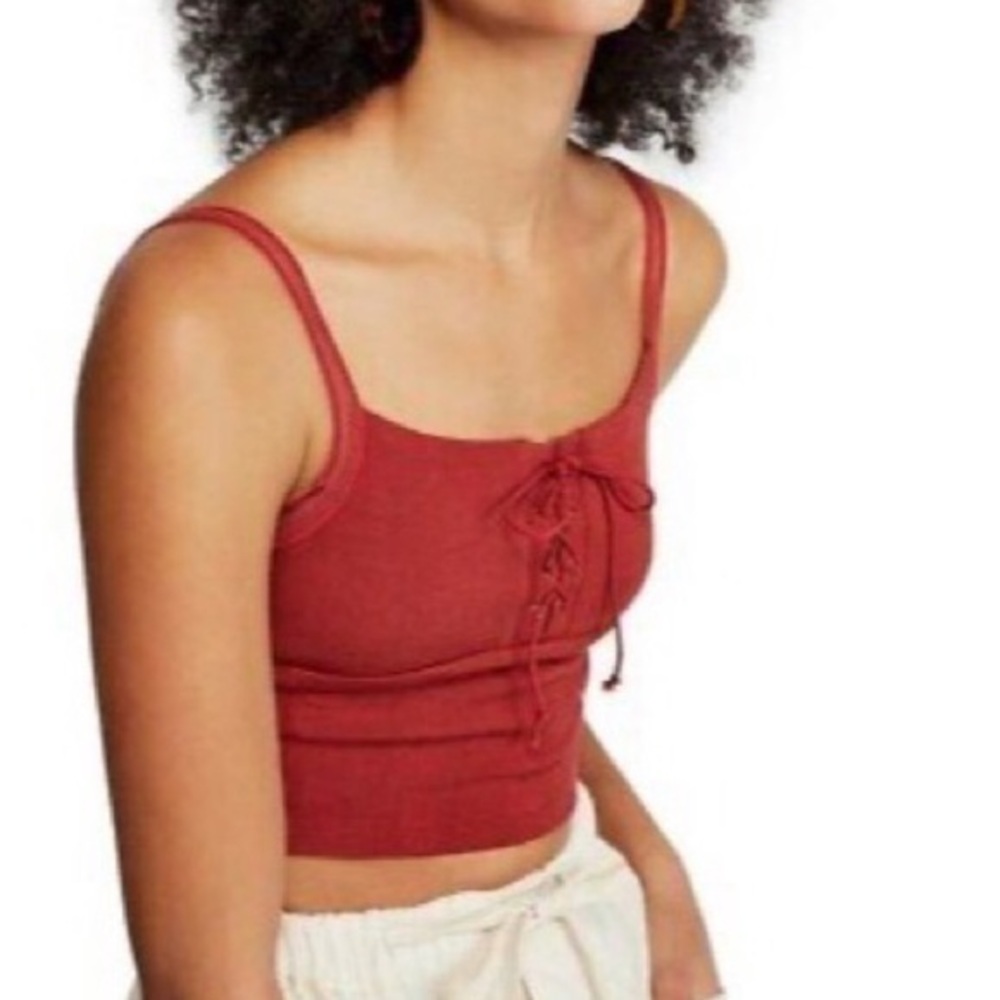 Free People She’s Fancy Brami Crop top Red XS